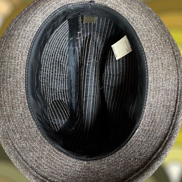 Vintage 70’s Sears Gray Wool Poly Tweed Fedora Hat Unisex Medium 7 - 7 1/8 - Picture 6 of 9